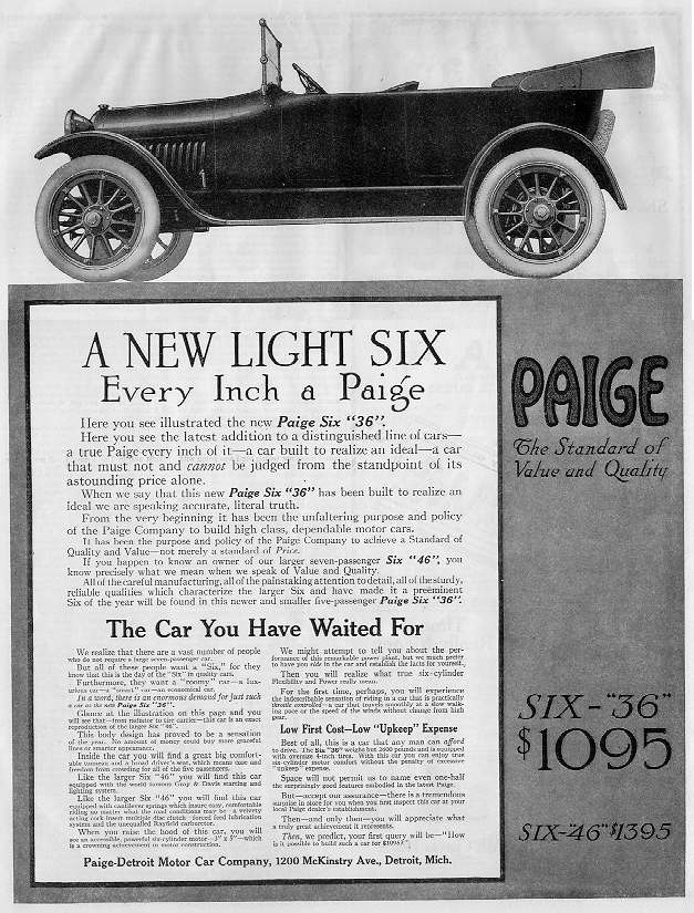 1915 Paige Auto Advertising